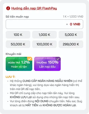 HƯỚNG DẪN NẠP QR FLASHPAY
